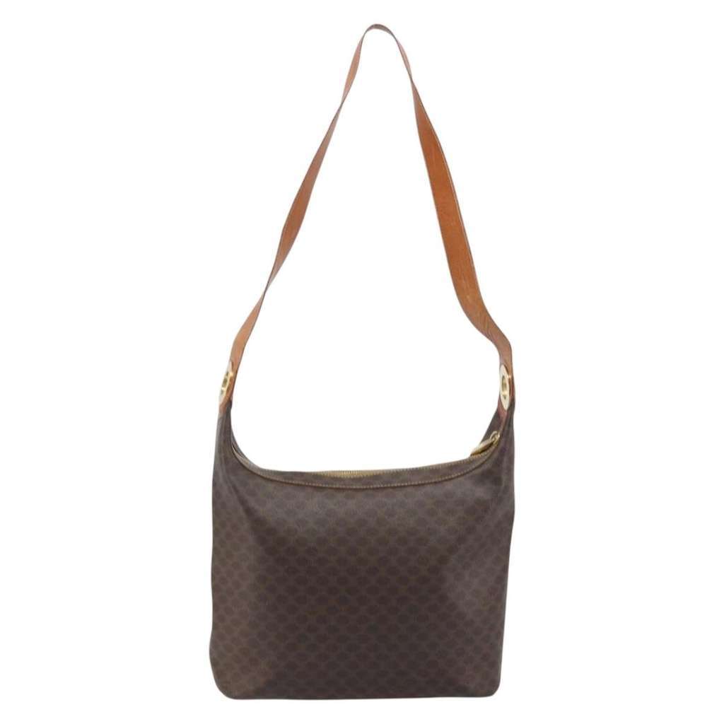 Celine Vintage Macadam Shoulder Bag Brown Canvas Fair condition - Back View