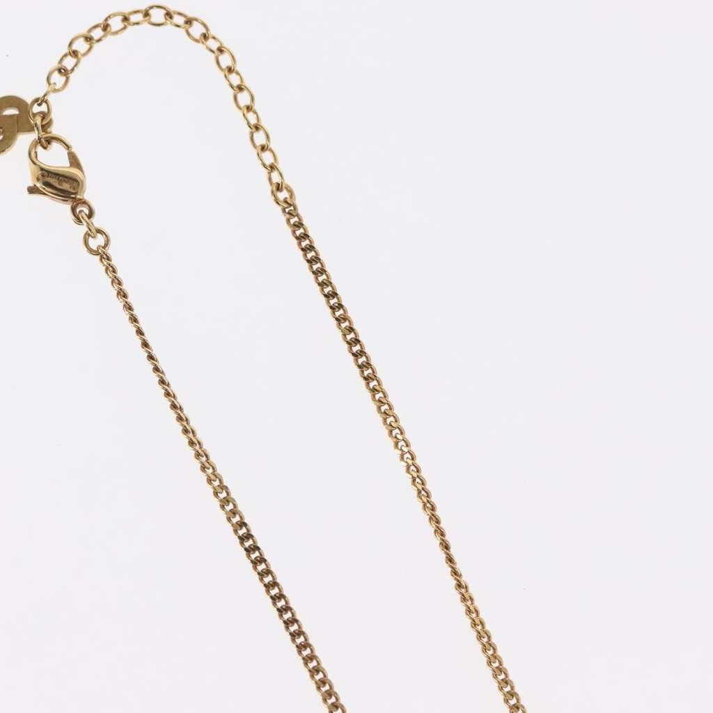Christian Dior Vintage Logo Round Pendant Necklace Gold Metal Good condition - Box View