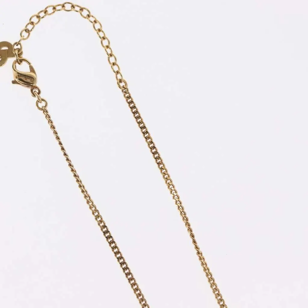Dior Vintage Logo Round Pendant Necklace Gold Metal Good - Box View