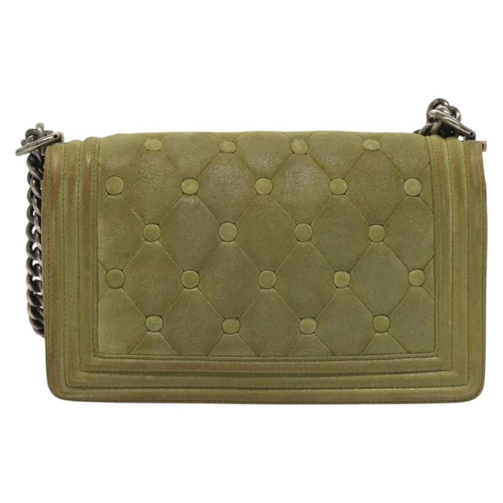 Chanel Celtic Boy Flap Bag Green Suede Fair condition - Back View
