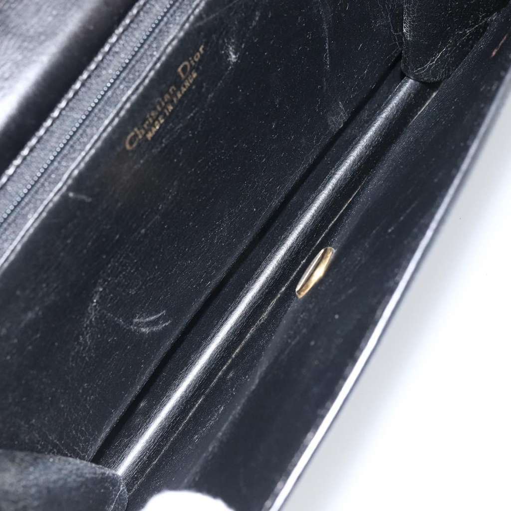 Christian Dior Vintage Shoulder Bag Black Leather Fair condition - Box View