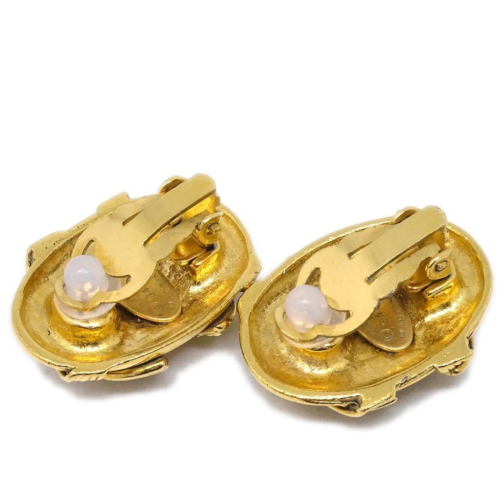 Chanel Vintage CC Button ovales Clip-On Earrings Gold Good condition - Inside View
