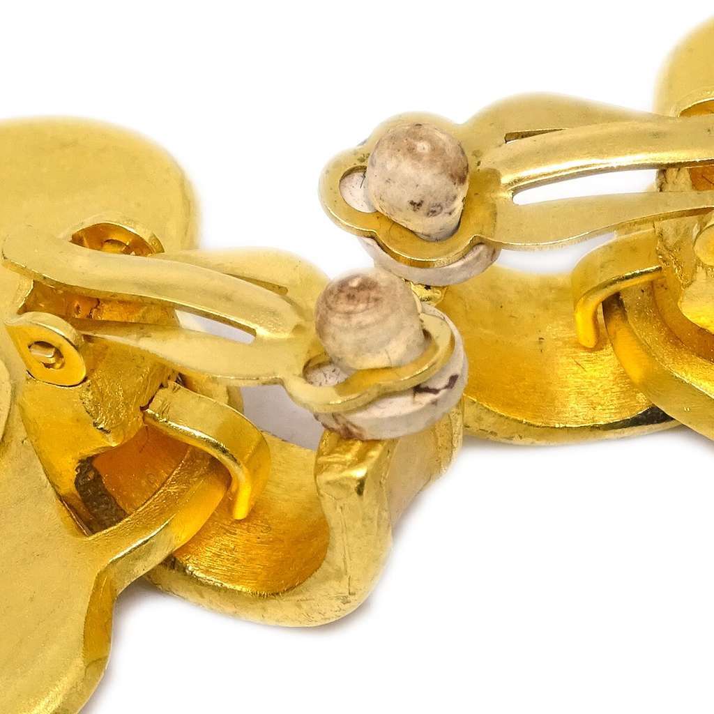 Chanel Vintage CC Heart Clip-On Earrings Gold Good condition - Inside View