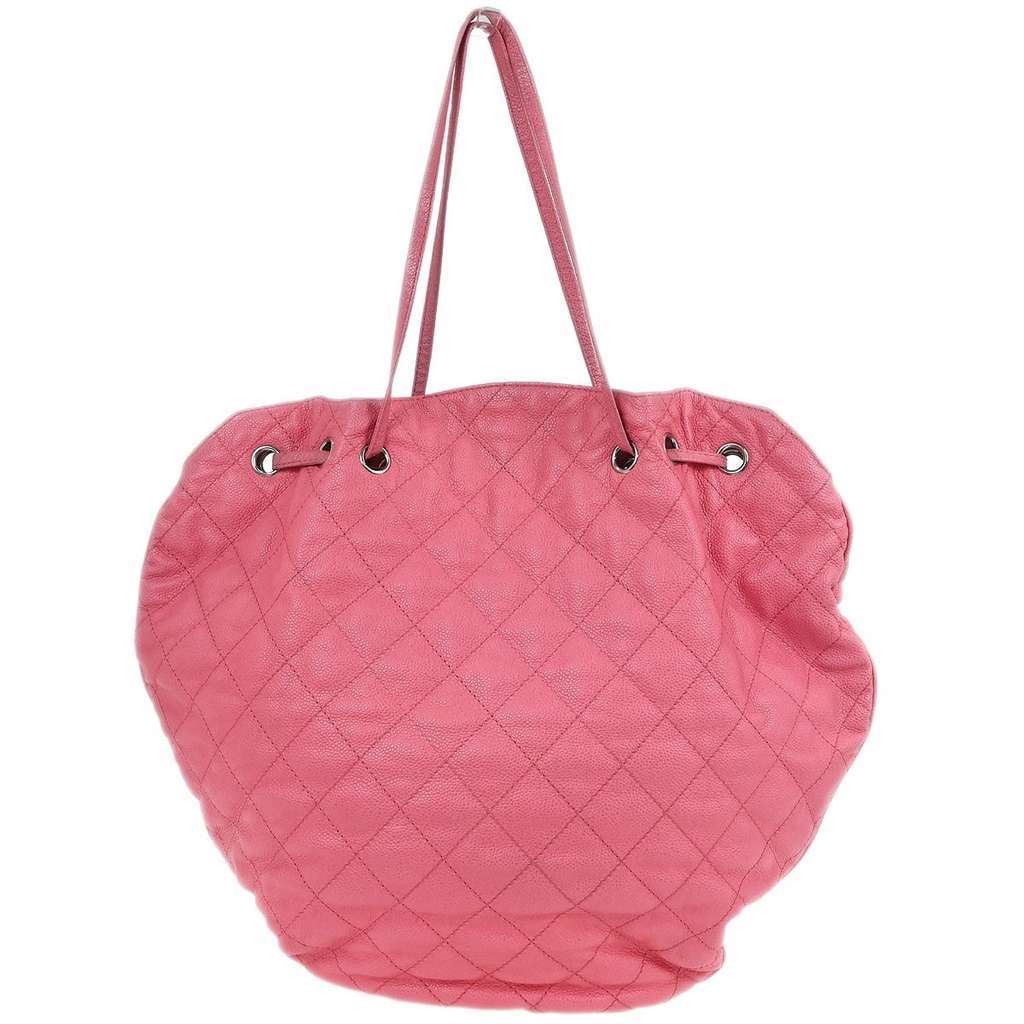 Chanel Cocomark Drawstring Tote Pink Leather Good condition - Back View
