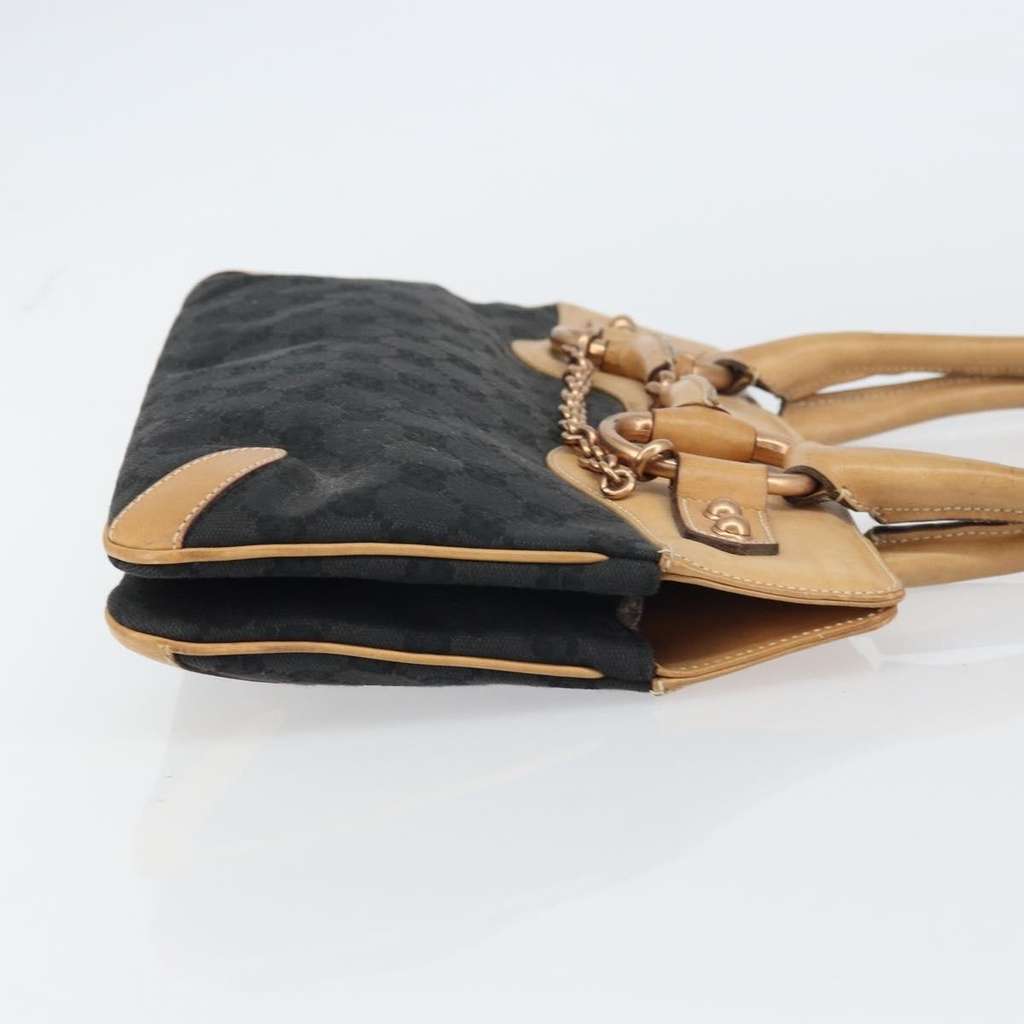 Gucci Horsebit Bracket Tote Black Canvas Good condition - Inside View
