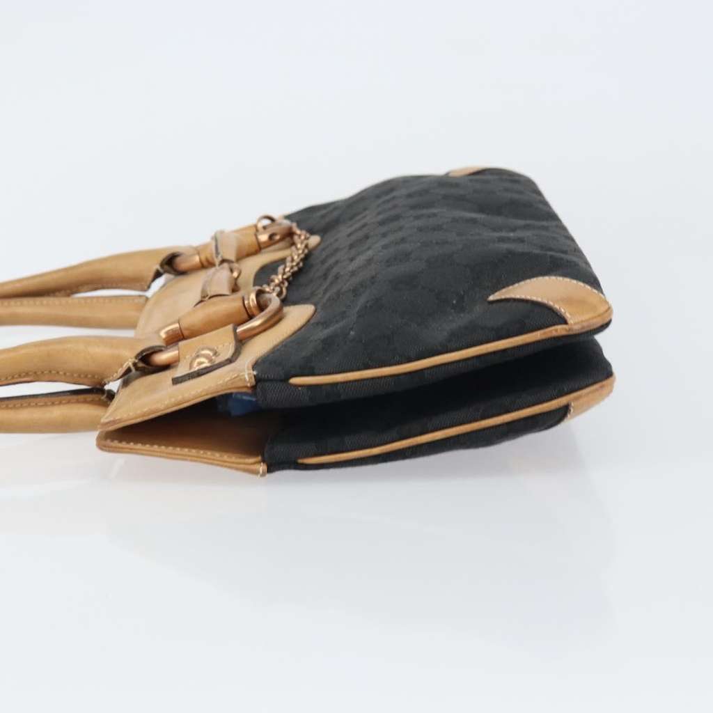 Gucci Horsebit Bracket Tote Black Canvas Good condition - Model View