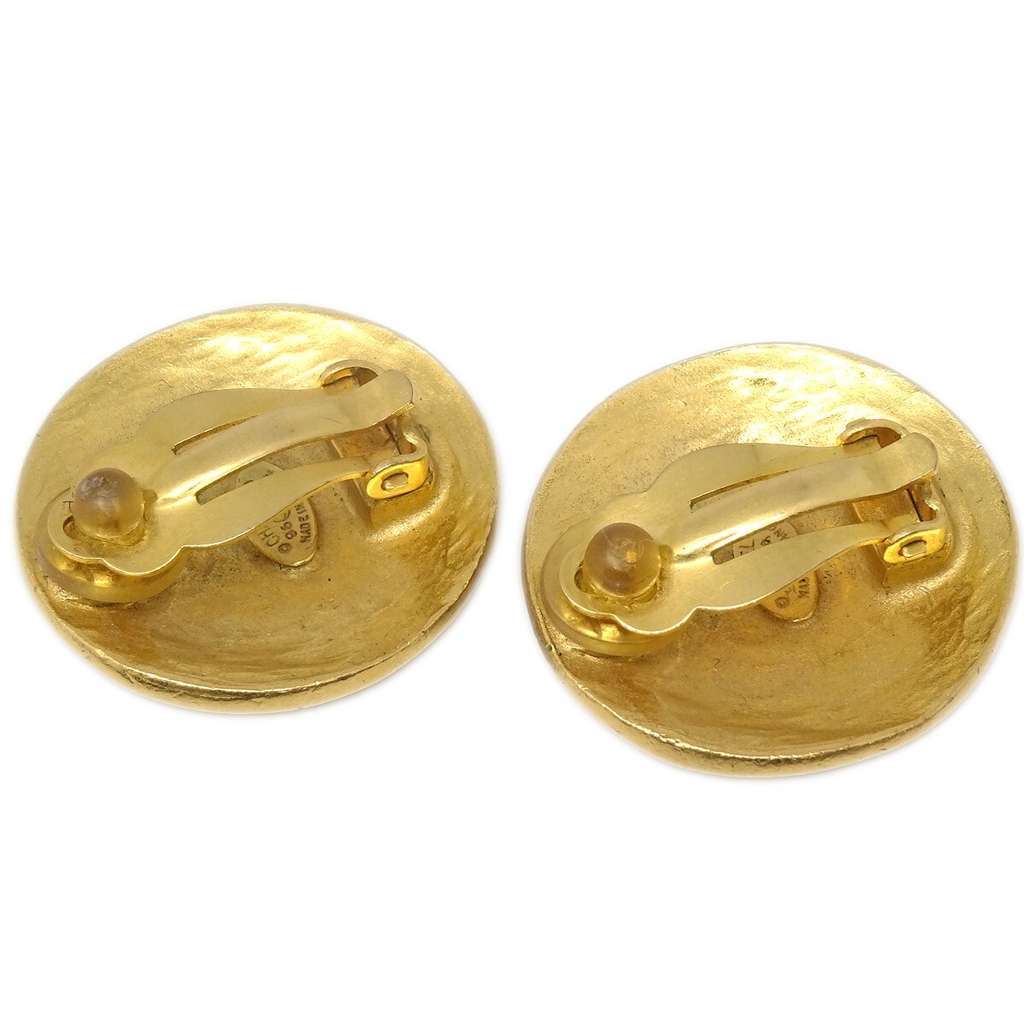 Chanel CC Round Earrings Gold Good condition - Back View