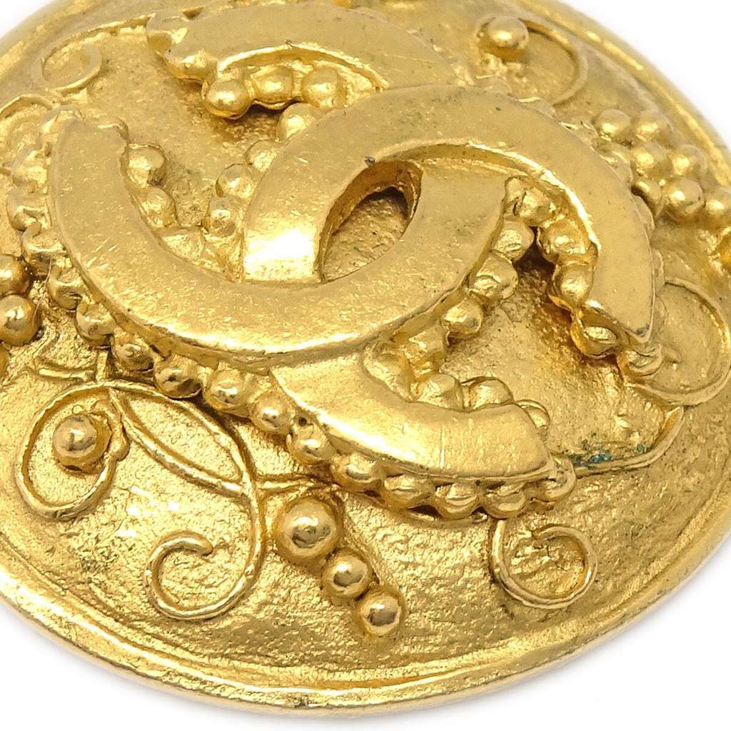 Chanel CC Round Earrings Gold Good condition - Inside View