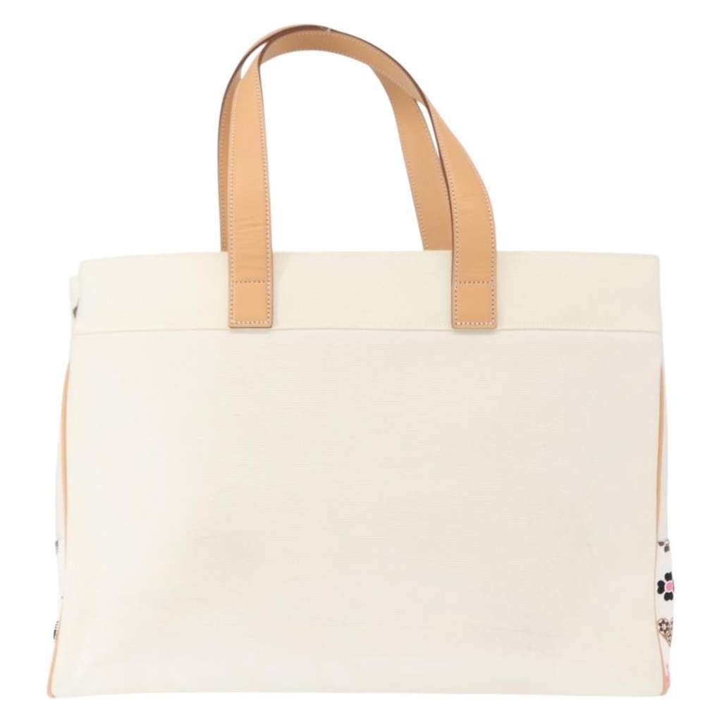 Burberry Black Label Tote Bag White Canvas Good condition - Back View