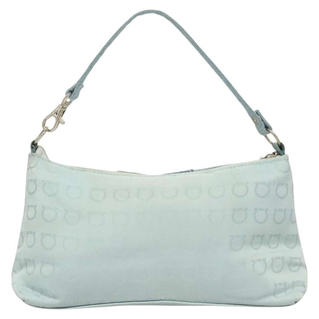 Salvatore Ferragamo Vintage Gancini Pochette Blue Good condition - Back View