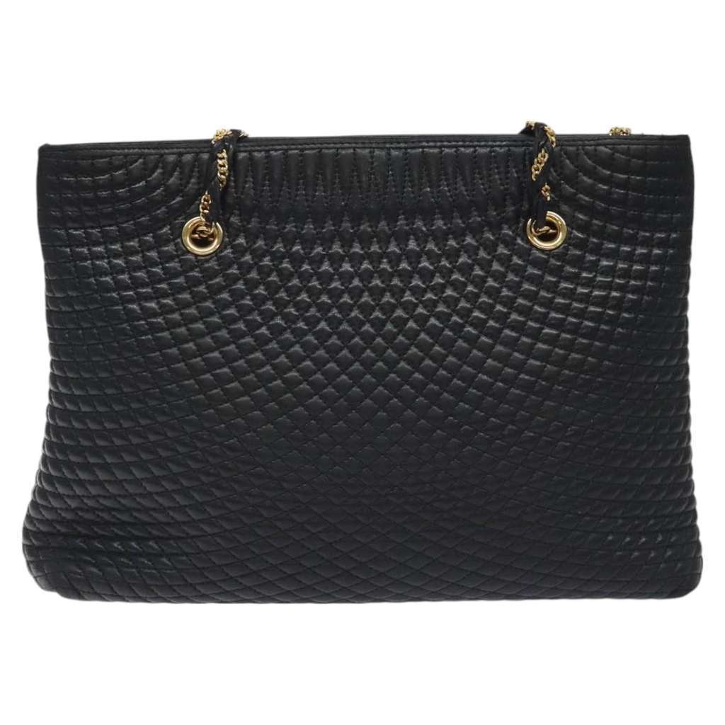 Bally Vintage Chain Shoulder Bag Black Leather Good condition - Back View