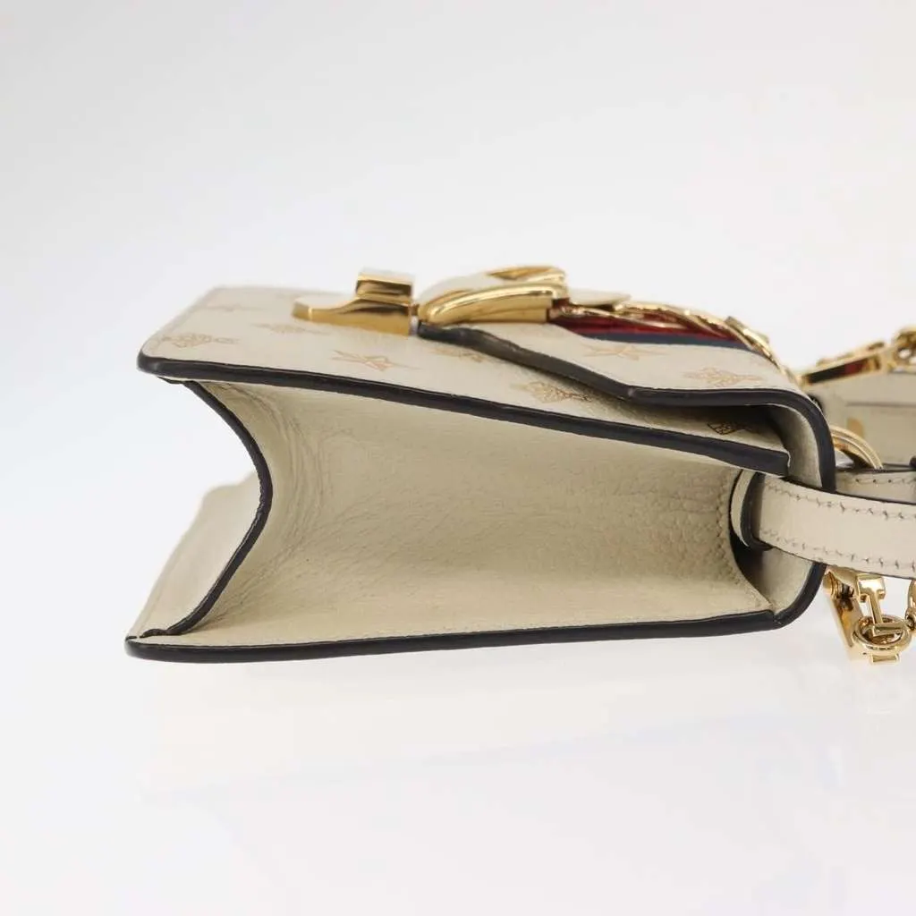 Gucci Sylvie Top Handle Bag Beige Leather Good - Inside View