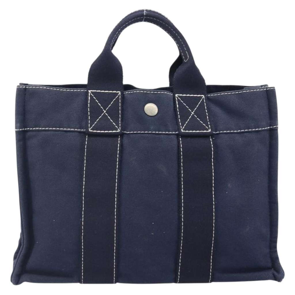 Hermès Fourre Tout Tote Navy Canvas Fair condition - Back View