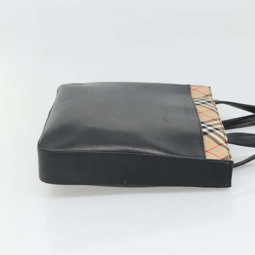 Burberry Nova Check Tote Black Leather Good condition - Model View