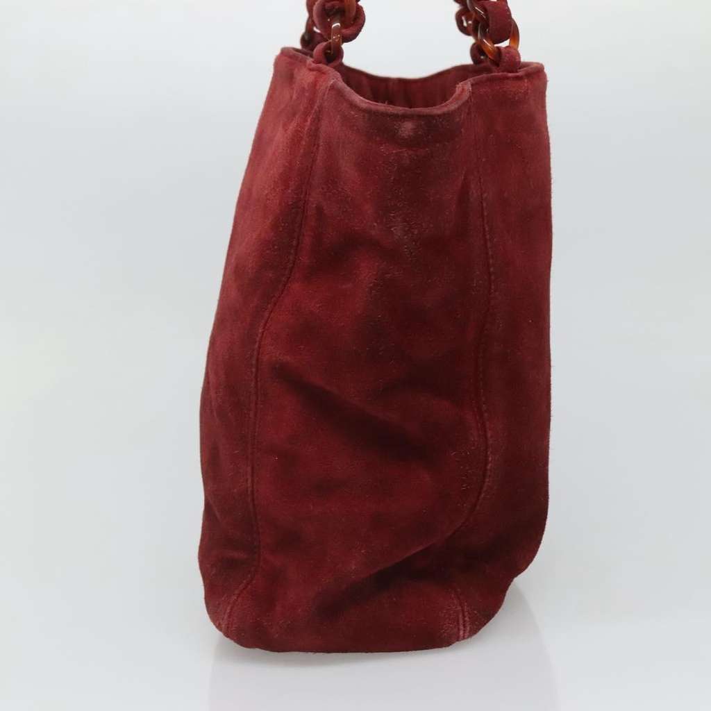 Chanel Vintage Resin Chain Tote Red Suede Good condition - Inside View