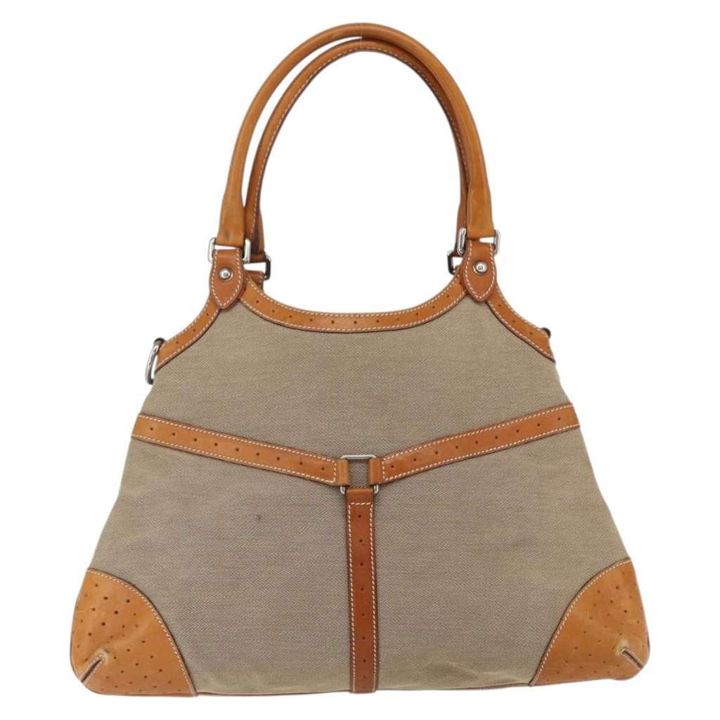 Gucci Reins Web Shoulder Bag Beige Canvas Good condition - Back View