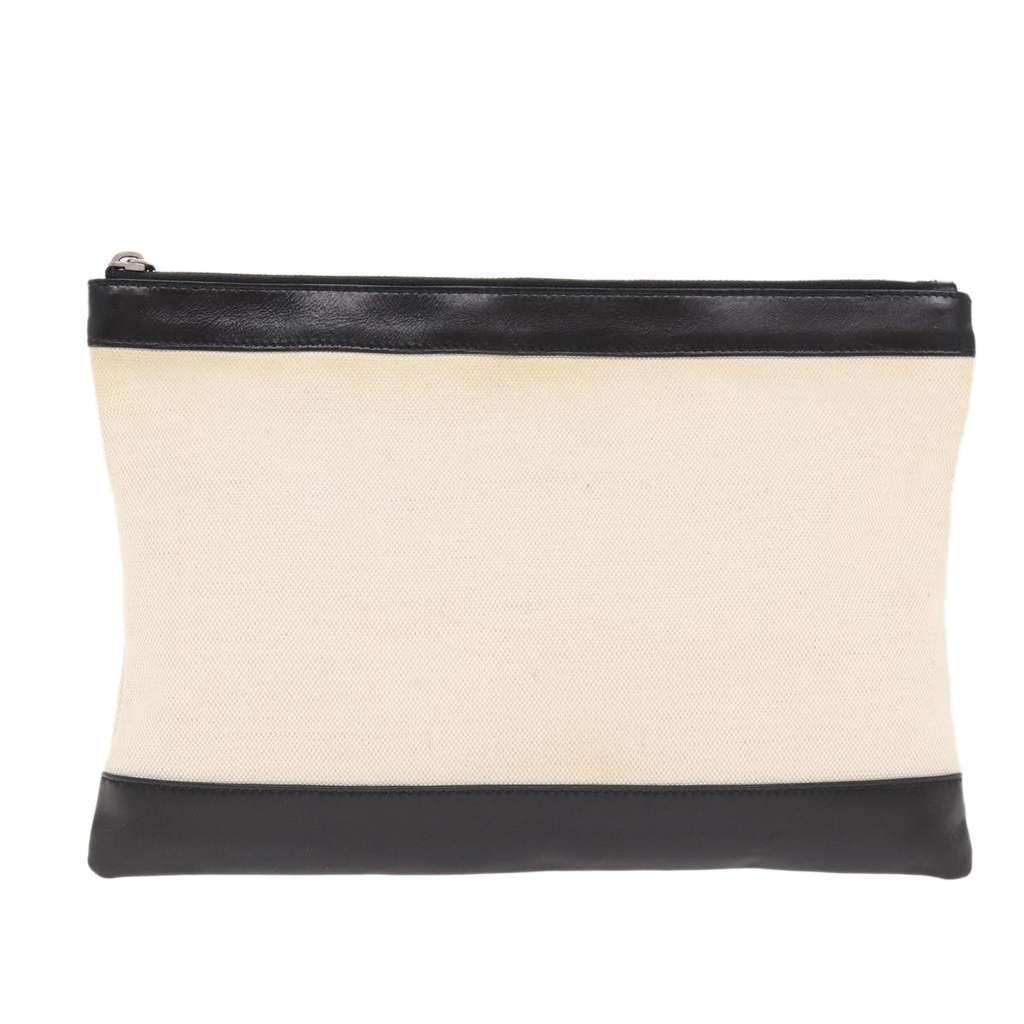 Balenciaga Navy Zip Pouch Beige Canvas Good condition - Back View