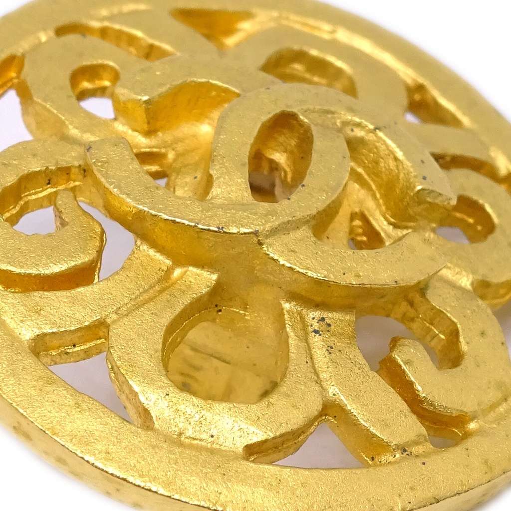 Chanel CC Round Earrings Gold Good condition - Back View