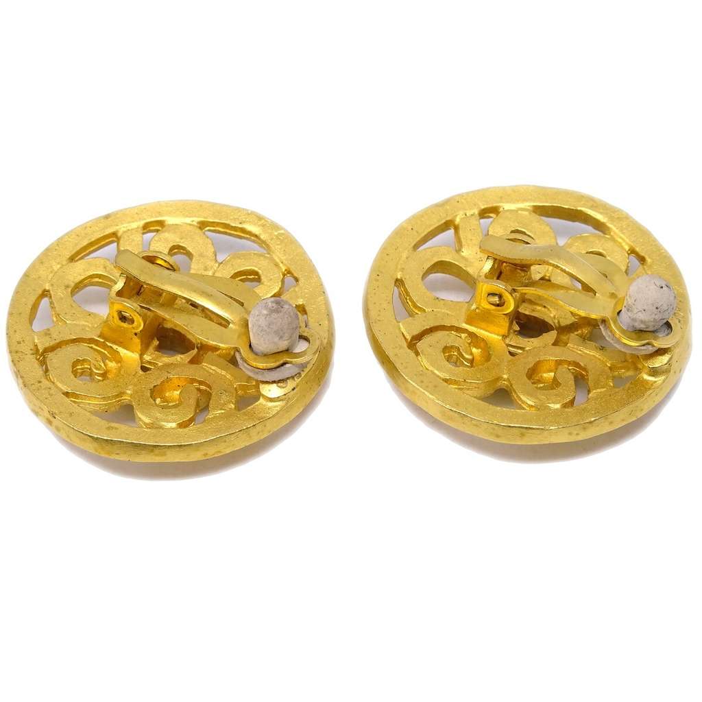 Chanel CC Round Earrings Gold Good condition - Inside View
