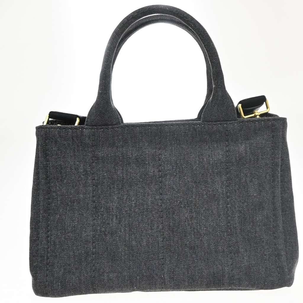Prada Canapa Open Tote Black Canvas Good condition - Back View