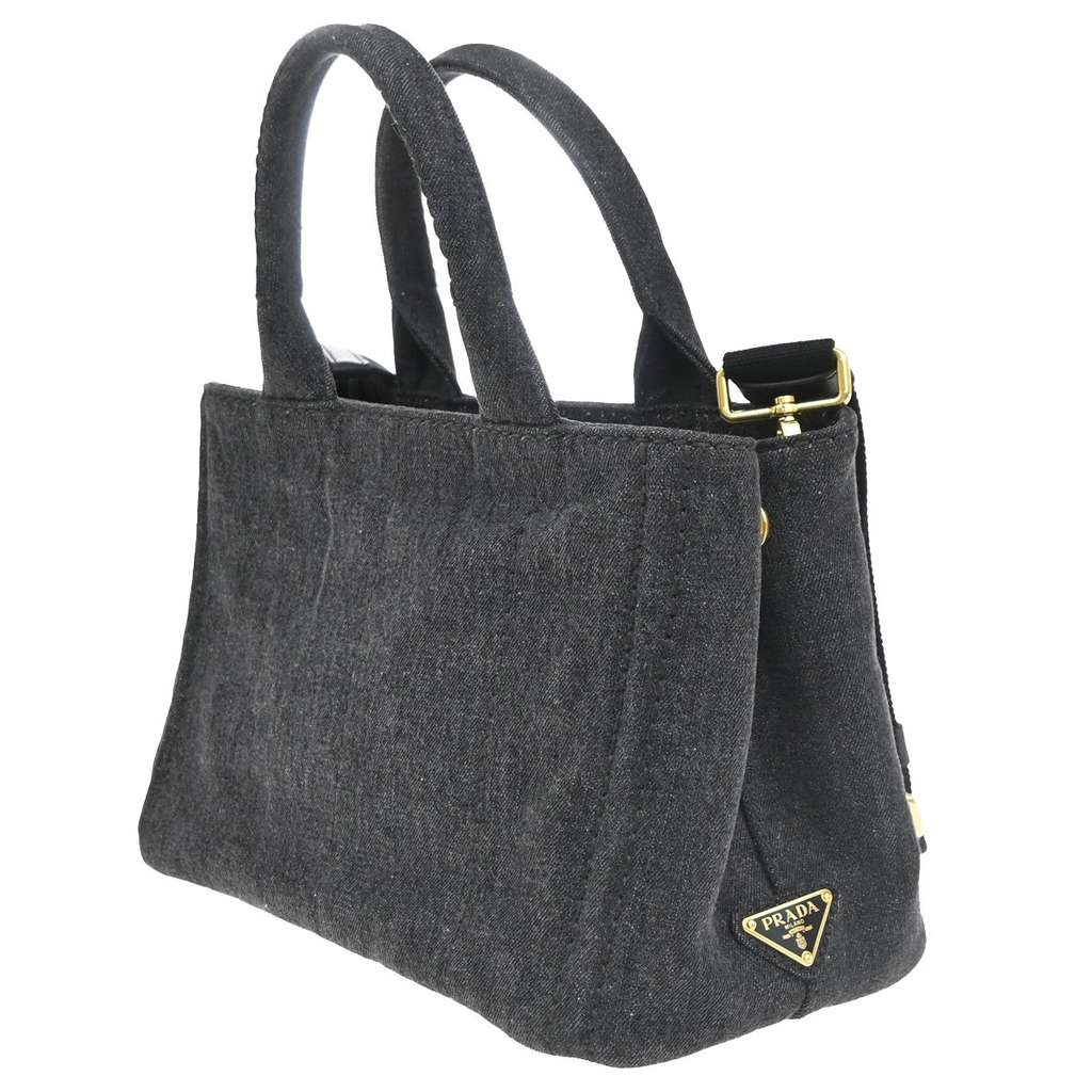 Prada Canapa Open Tote Black Canvas Good condition - Model View