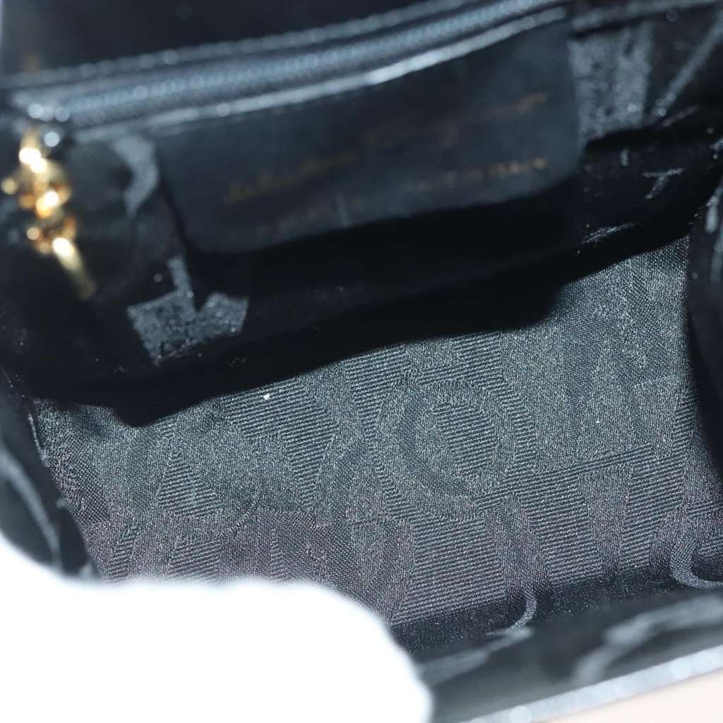 Salvatore Ferragamo Vintage Gancini Convertible Top Handle Bag Black Leather Good condition - Box View