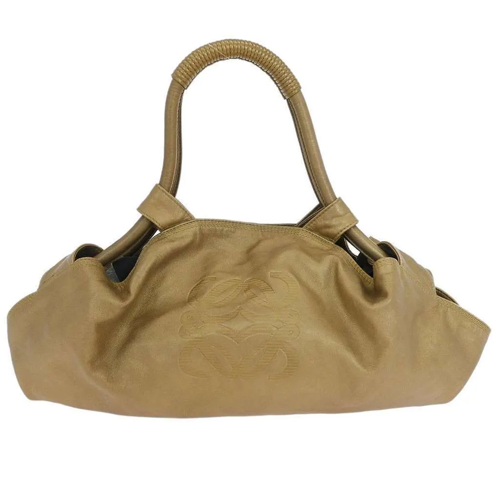 Loewe Anagram Logo Nappa Aire Hand Bag Gold Leather Good - Front View