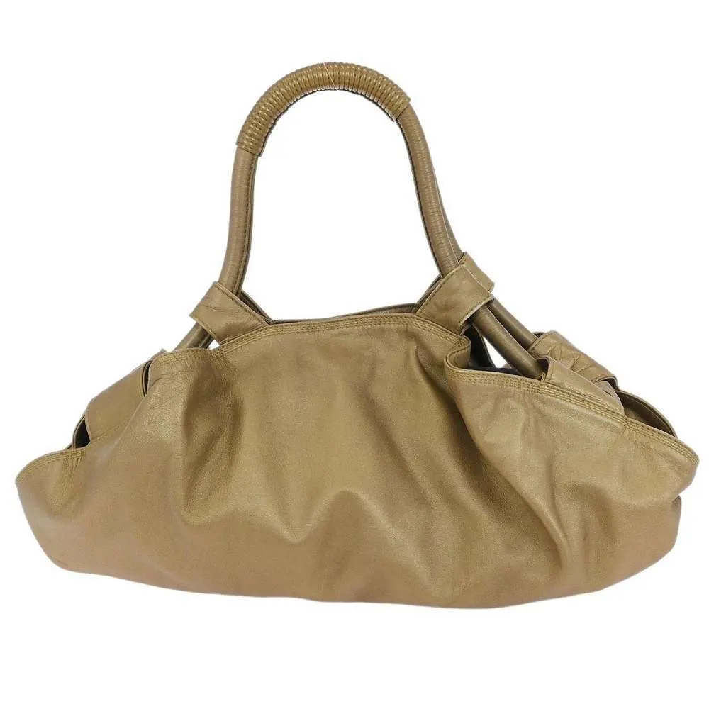 Loewe Anagram Logo Nappa Aire Hand Bag Gold Leather Good - Back View