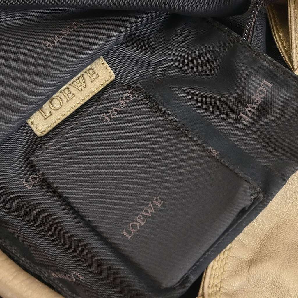 Loewe Anagram Logo Nappa Aire Hand Bag Gold Leather Good condition - Inside View