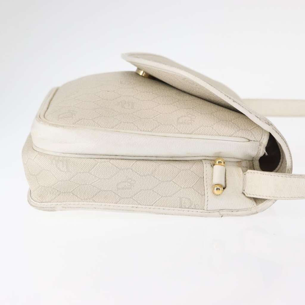 Christian Dior Vintage Honeycomb Flap Crossbody Bag White Canvas Good condition - Inside View