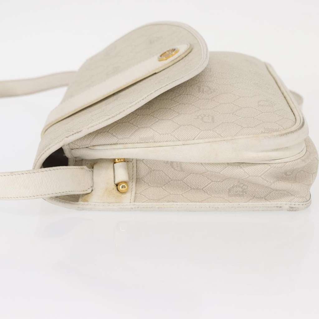Christian Dior Vintage Honeycomb Flap Crossbody Bag White Canvas Good condition - Model View