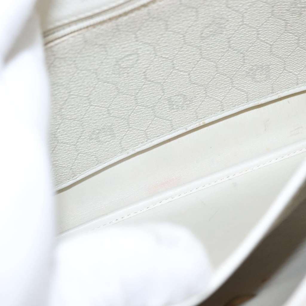 Christian Dior Vintage Honeycomb Flap Crossbody Bag White Canvas Good condition - Box View