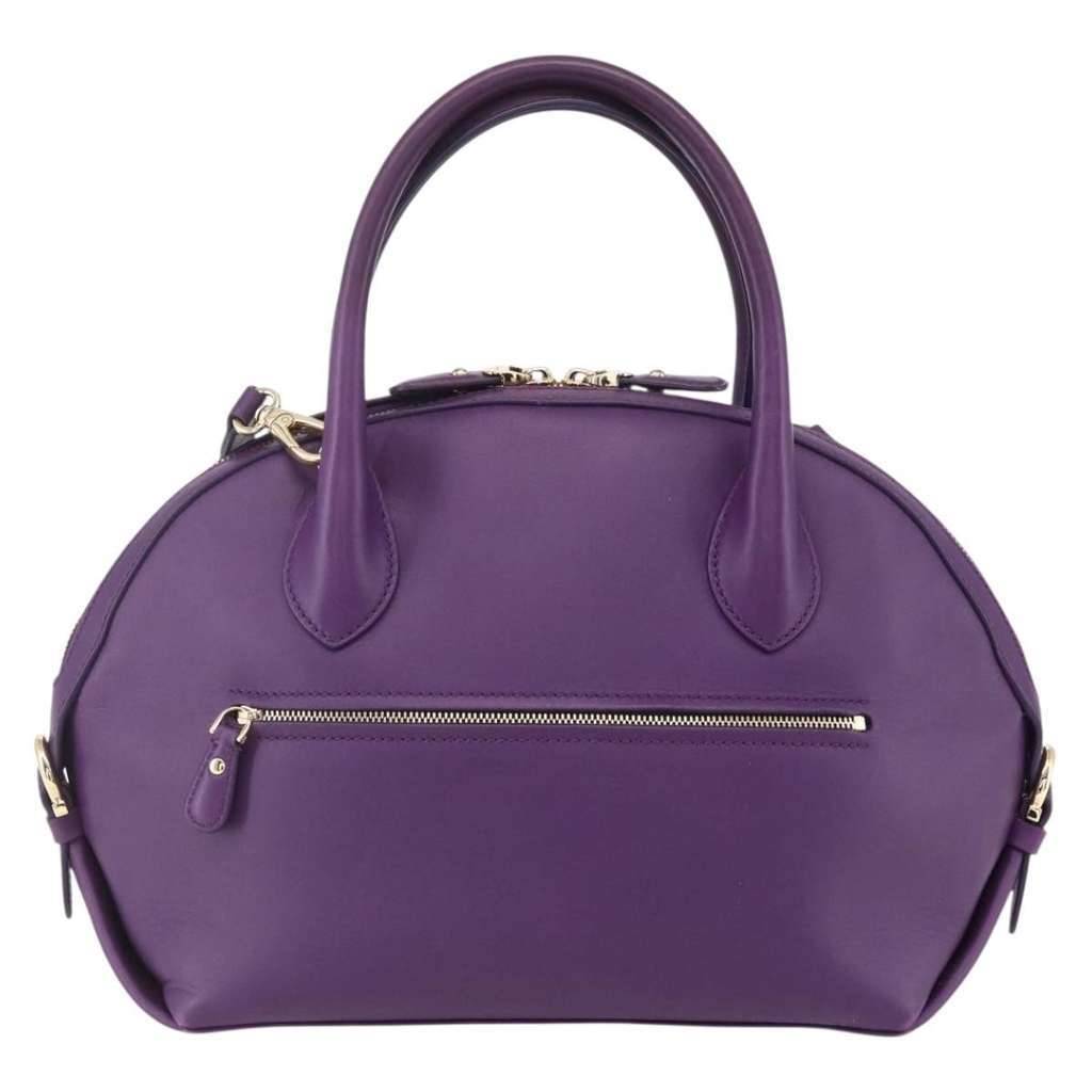 Salvatore Ferragamo Vintage Fiamma Satchel Purple Leather Good condition - Back View