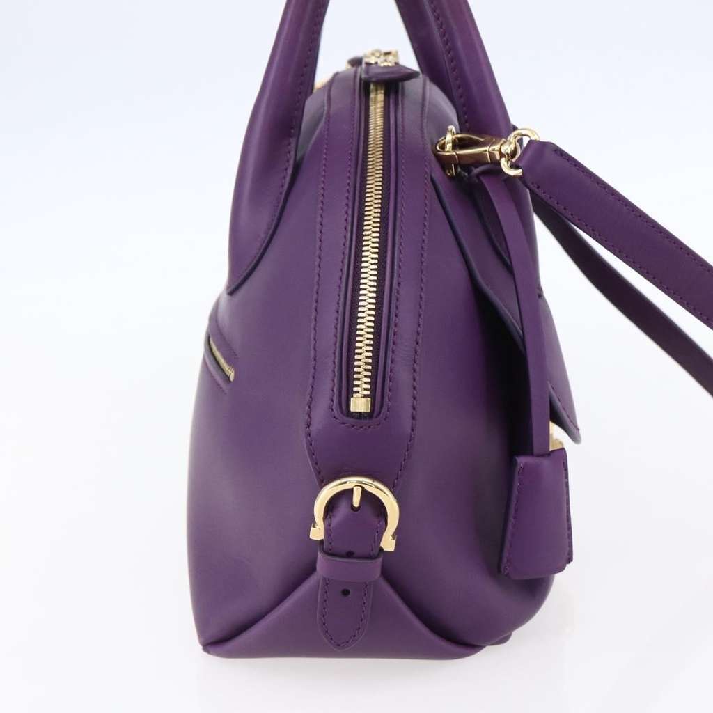Salvatore Ferragamo Vintage Fiamma Satchel Purple Leather Good condition - Inside View