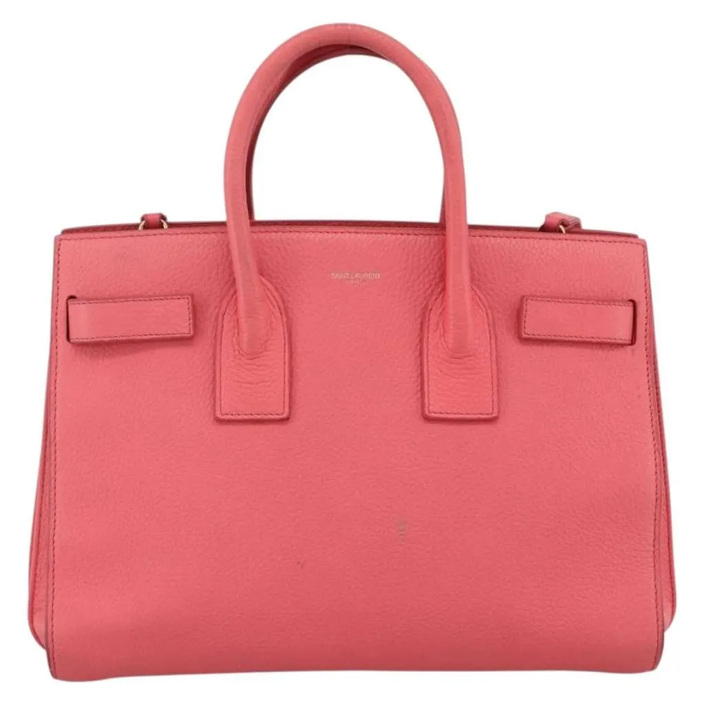 Saint Laurent Sac de Jour Bag Pink Leather Good - Front View