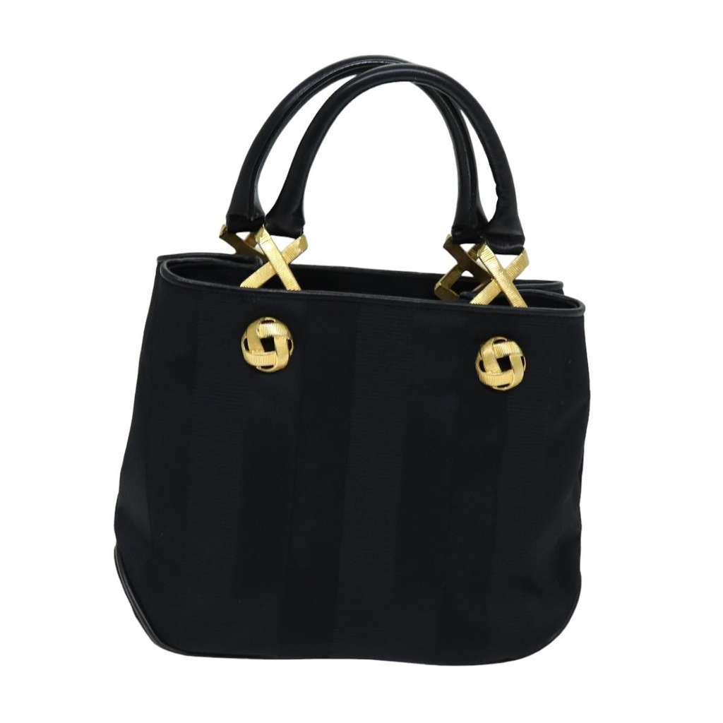 Salvatore Ferragamo Vintage Handbag Black Canvas Good condition - Back View