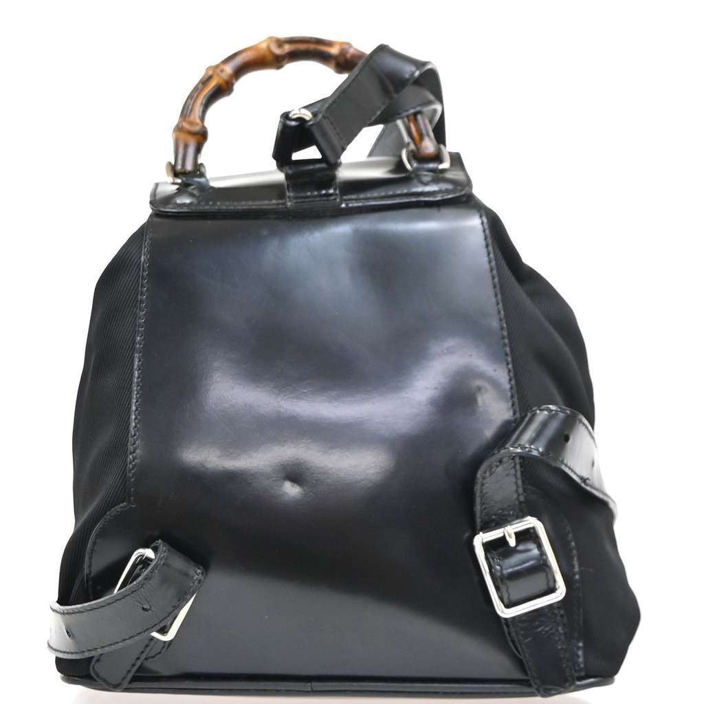 Gucci Vintage Bamboo Backpack Black Good condition - Back View