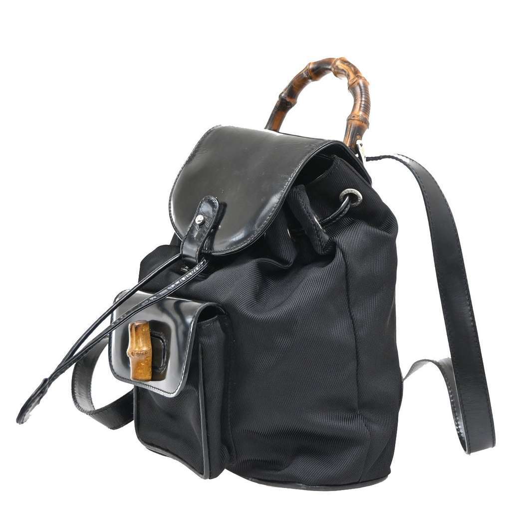 Gucci Vintage Bamboo Backpack Black Good condition - Inside View