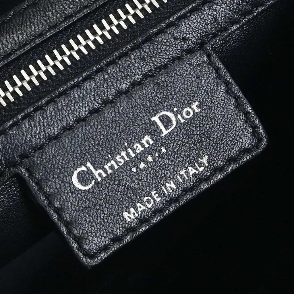 Dior Vintage Lady Dior Bag Black Leather Good - Model View