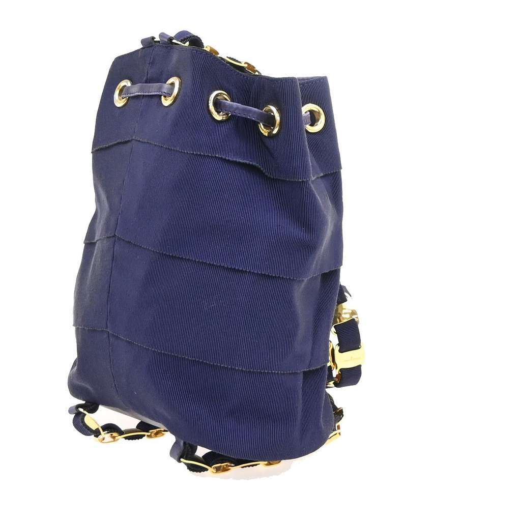 Salvatore Ferragamo Vara Chain Backpack Purple Canvas Good condition - Model View