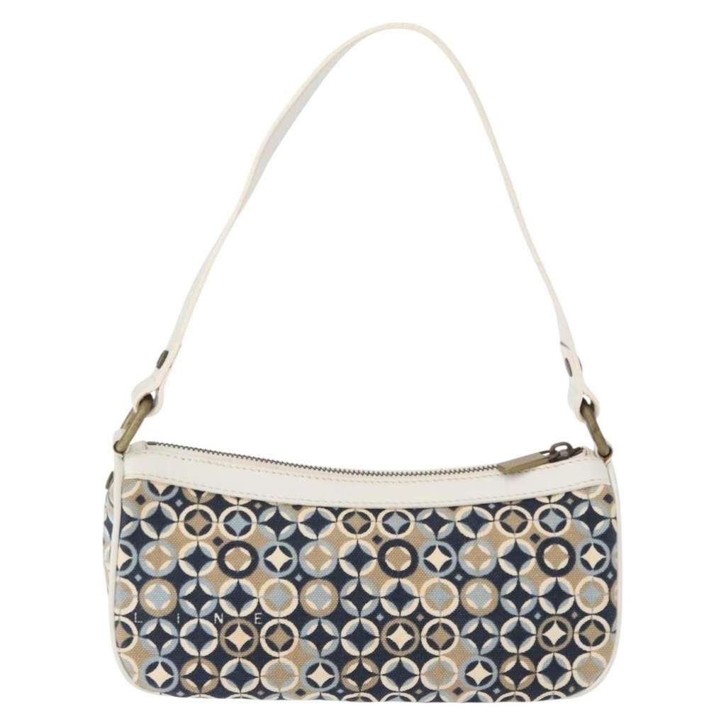 Celine Vintage Pochette Shoulder Bag Navy Canvas Good condition - Back View