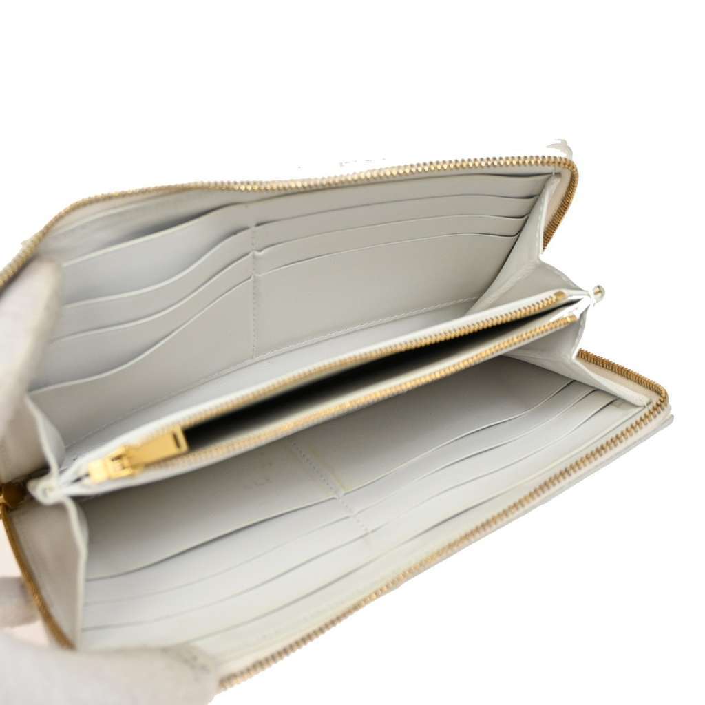 Bottega Veneta Cassette Zip Around Wallet White Leather Good condition - Box View