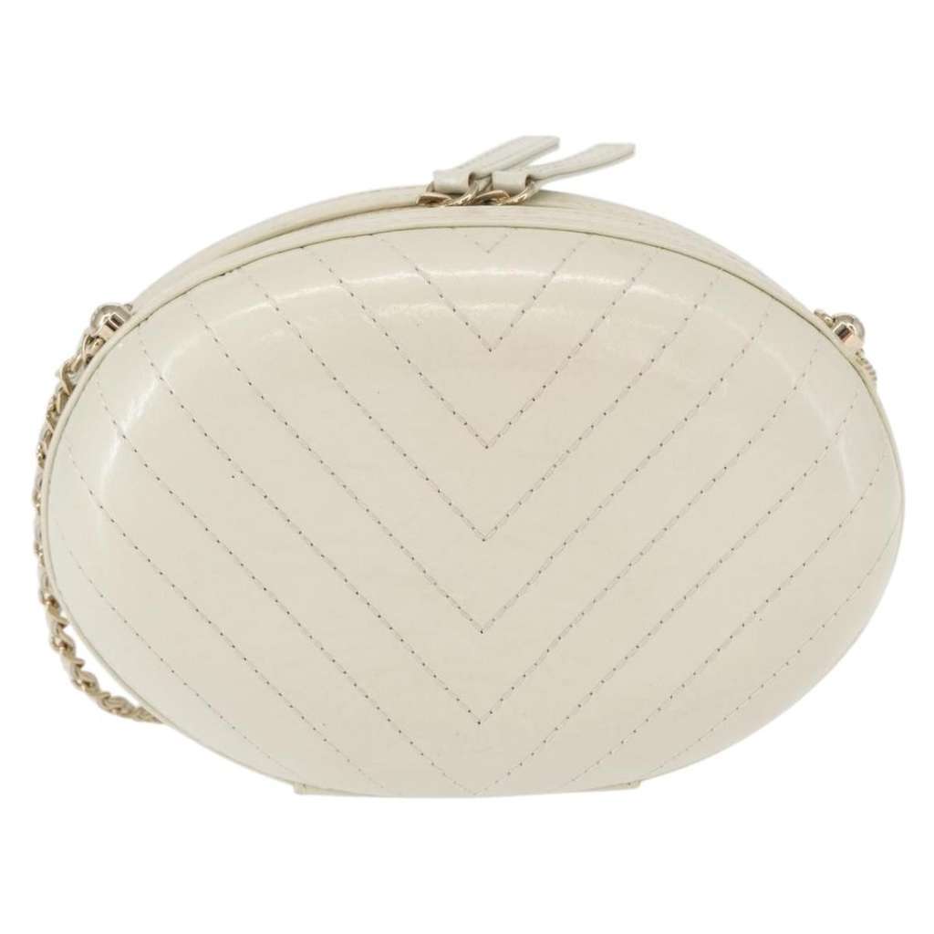 Chanel La Pausa Evening Bag White Leather Good condition - Back View