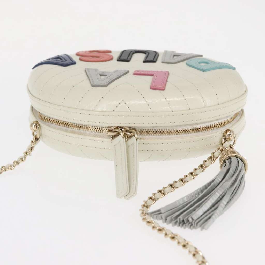Chanel La Pausa Evening Bag White Leather Good condition - Box View