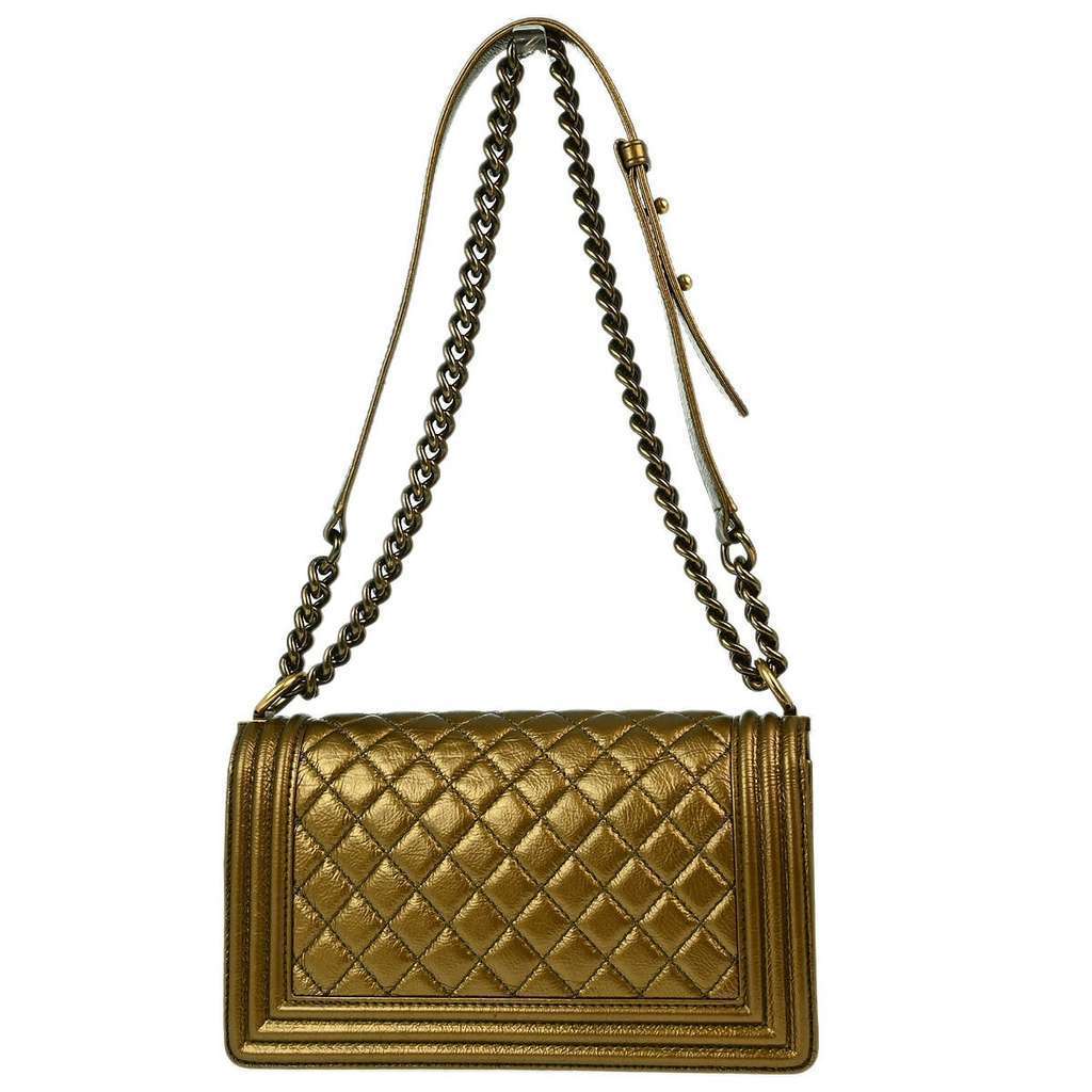 Chanel Boy Flap Bag Gold Leather Good condition - Back View