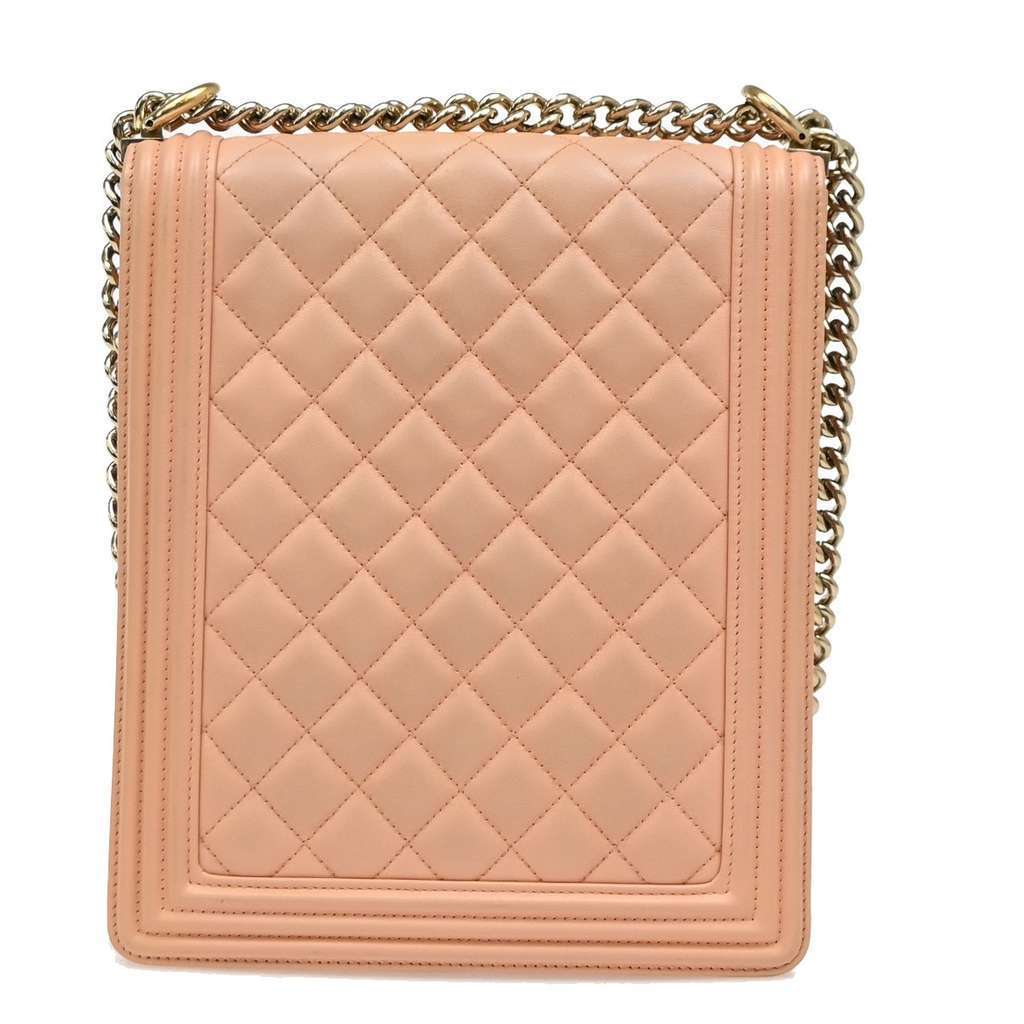 Chanel North South Boy Flap Bag Pink Leather Good condition - Back View