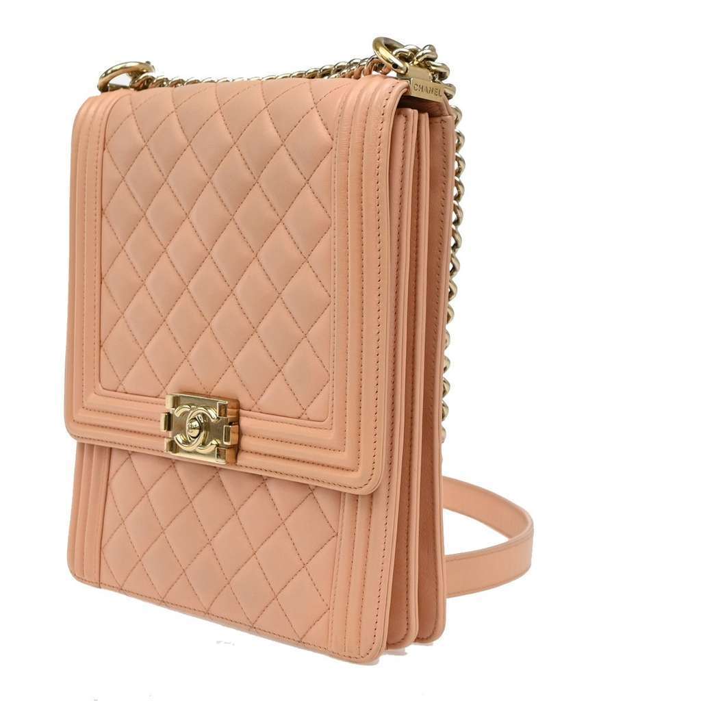 Chanel North South Boy Flap Bag Pink Leather Good condition - Inside View