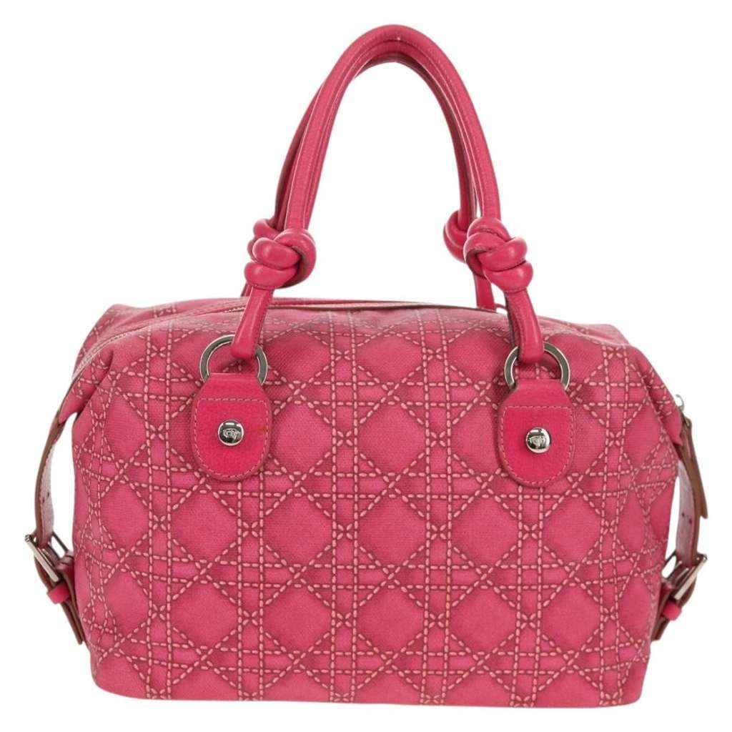 Christian Dior Cannage Handbag Pink Canvas Good condition - Back View