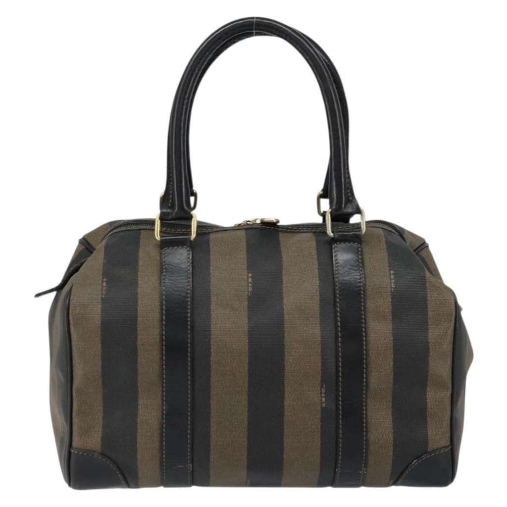 Fendi Vintage Pequin Boston Bag Brown Canvas Good condition - Back View