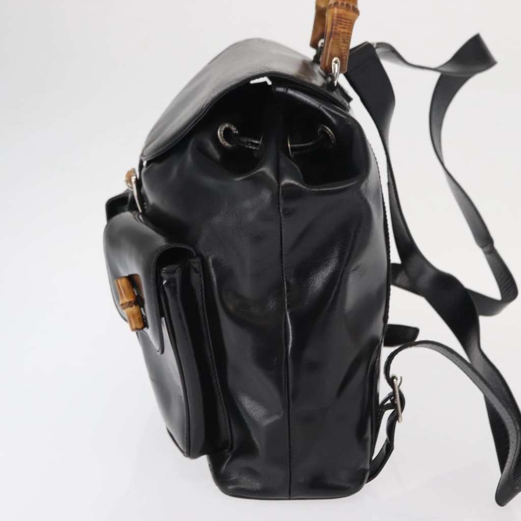 Gucci Vintage Bamboo Backpack Black Leather Good condition - Inside View